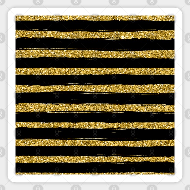 Glitter Chic Pattern 05 | Black and Gold Lines Sticker by DesignBoomArt